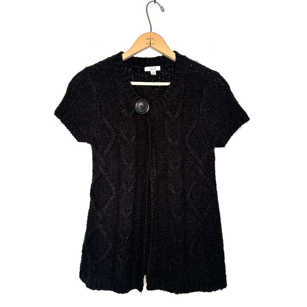 Cache | Black Short Sleeve Cardigan Sweater Size Small